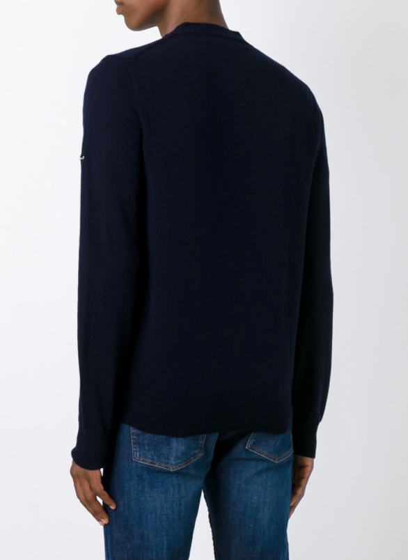 Mens Cardigan Sleeve Black Heart - Navy-[-Comme des Garçons Play-4