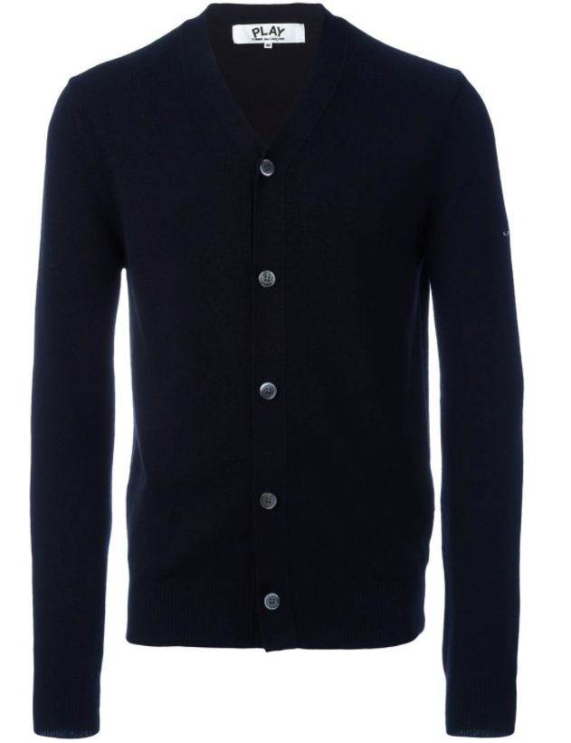 Mens Cardigan Sleeve Black Heart - Navy-[-Comme des Garçons Play-1
