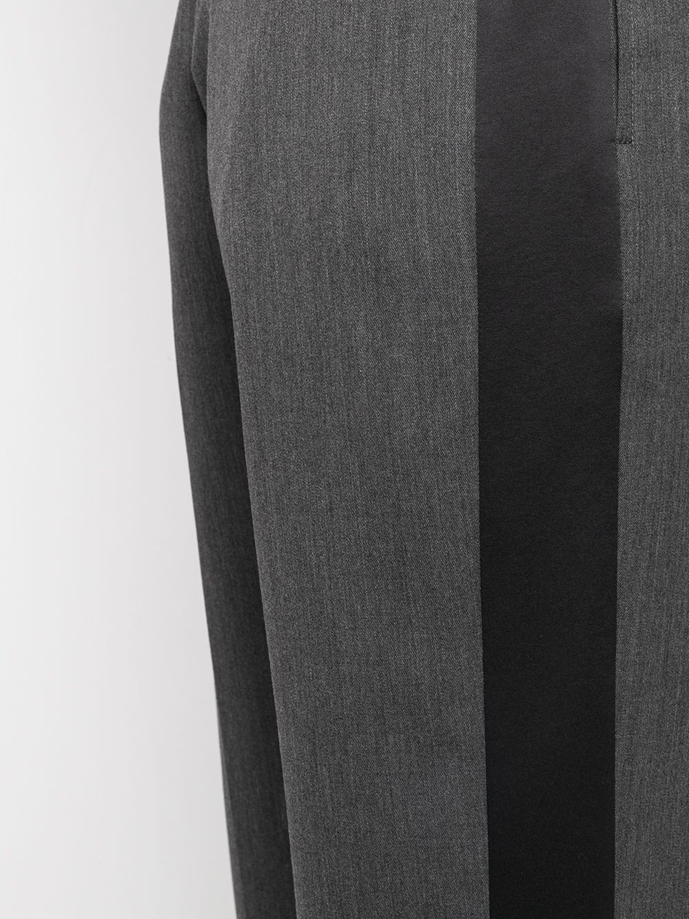 High Waisted Wool Trim Pants - Charcoal