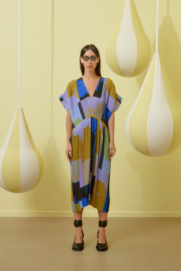 Henrik Vibskov - Transit plisse dress in Boxes Overlap - 2