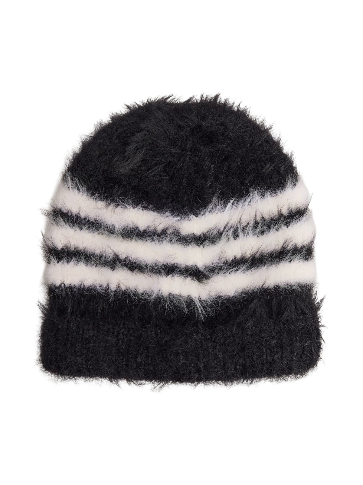 Y-3 3-Stripes Beanie in Black/Core White back view

