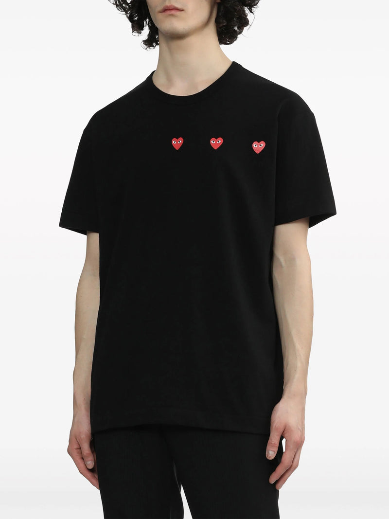 3 Heart Short Sleeve T-shirt - Black
