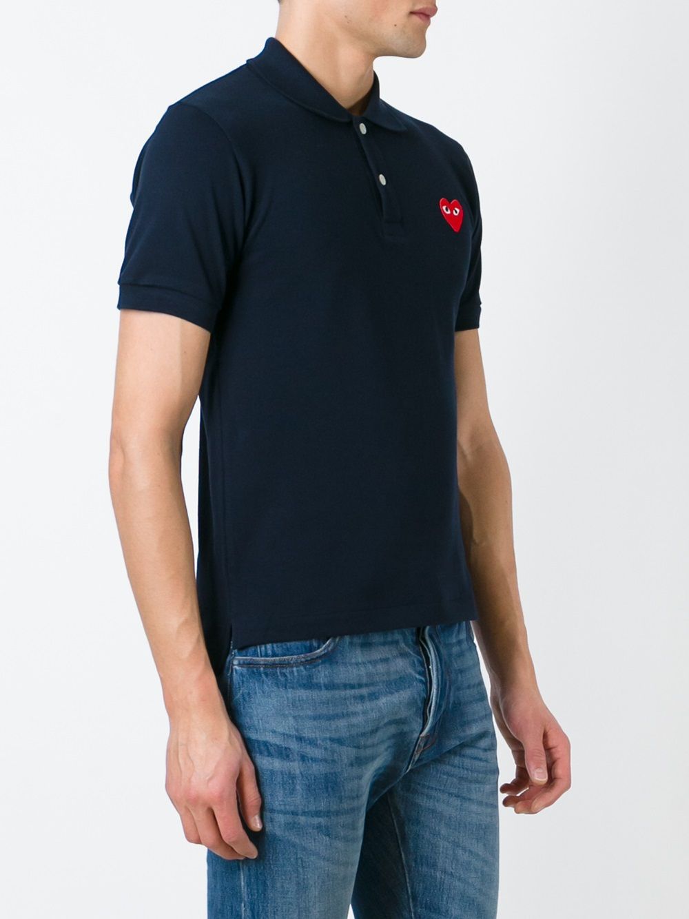 Unisex Polo Shirt Red Heart - Navy-[-Comme des Garçons Play-3