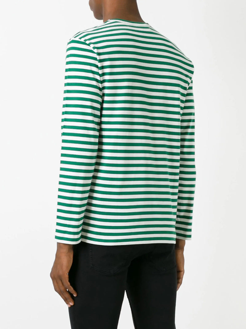 Comme des Garçons Play - Unisex Striped Tee Red Heart in Green