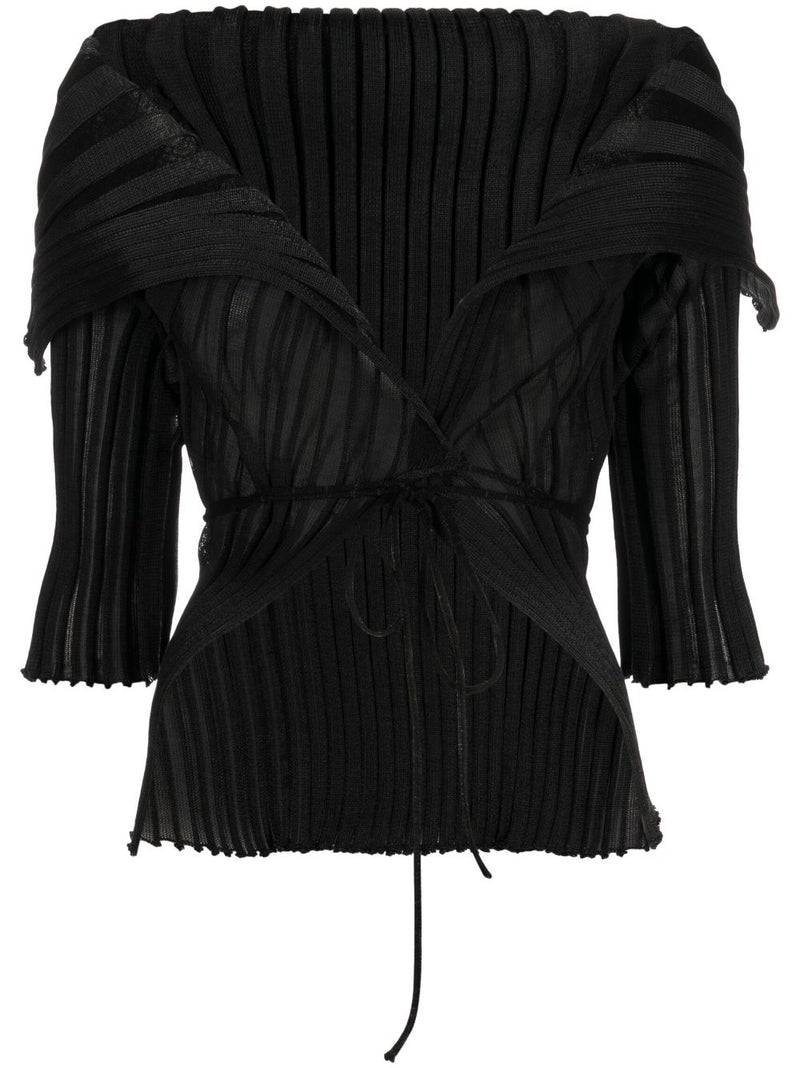 Amalie Roege Hove knitted blouse - Ara Wide Collar Cardigan in black