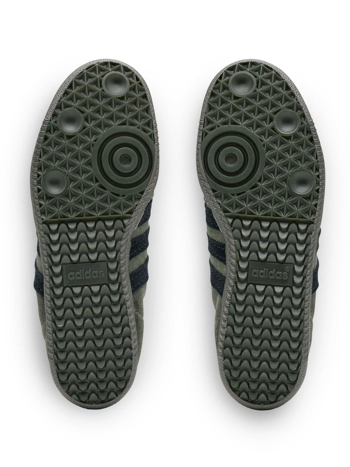 adidas x Song for the Mute ADI008 Samba OG SFTM sneakers, outsole view showing textured rubber soles.