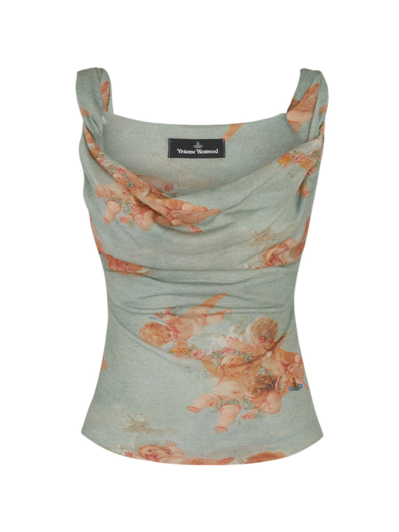 Vivienne Westwood Anna Top in Primavera Cherubs print with draped neckline
