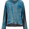 Front view of Cad Blouse in Light Blue with denim jacket print from Annette Görtz