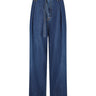 Front view of blue denim pants with waist tie from Annette Görtz on a white background