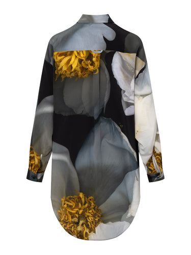 Big Shirt in Print F White Roses from Anntian