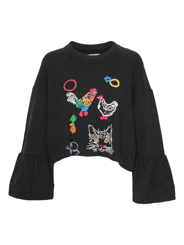 Anntian - hand embroidery sweater in black - 1