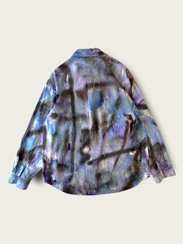 Button-Up Long Sleeve Shirt - Painted Purple & Blue
