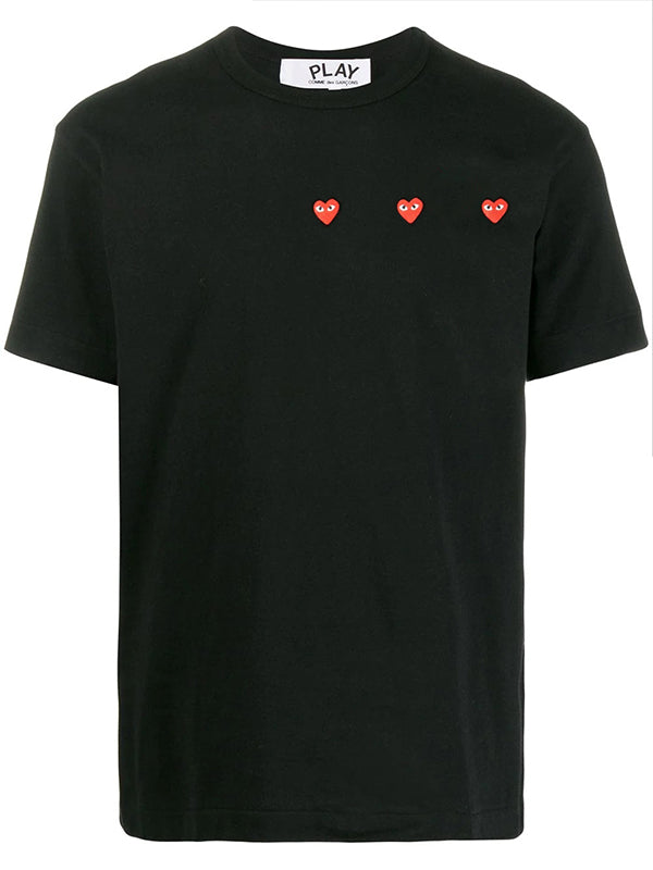 3 Heart Short Sleeve T-shirt - Black
