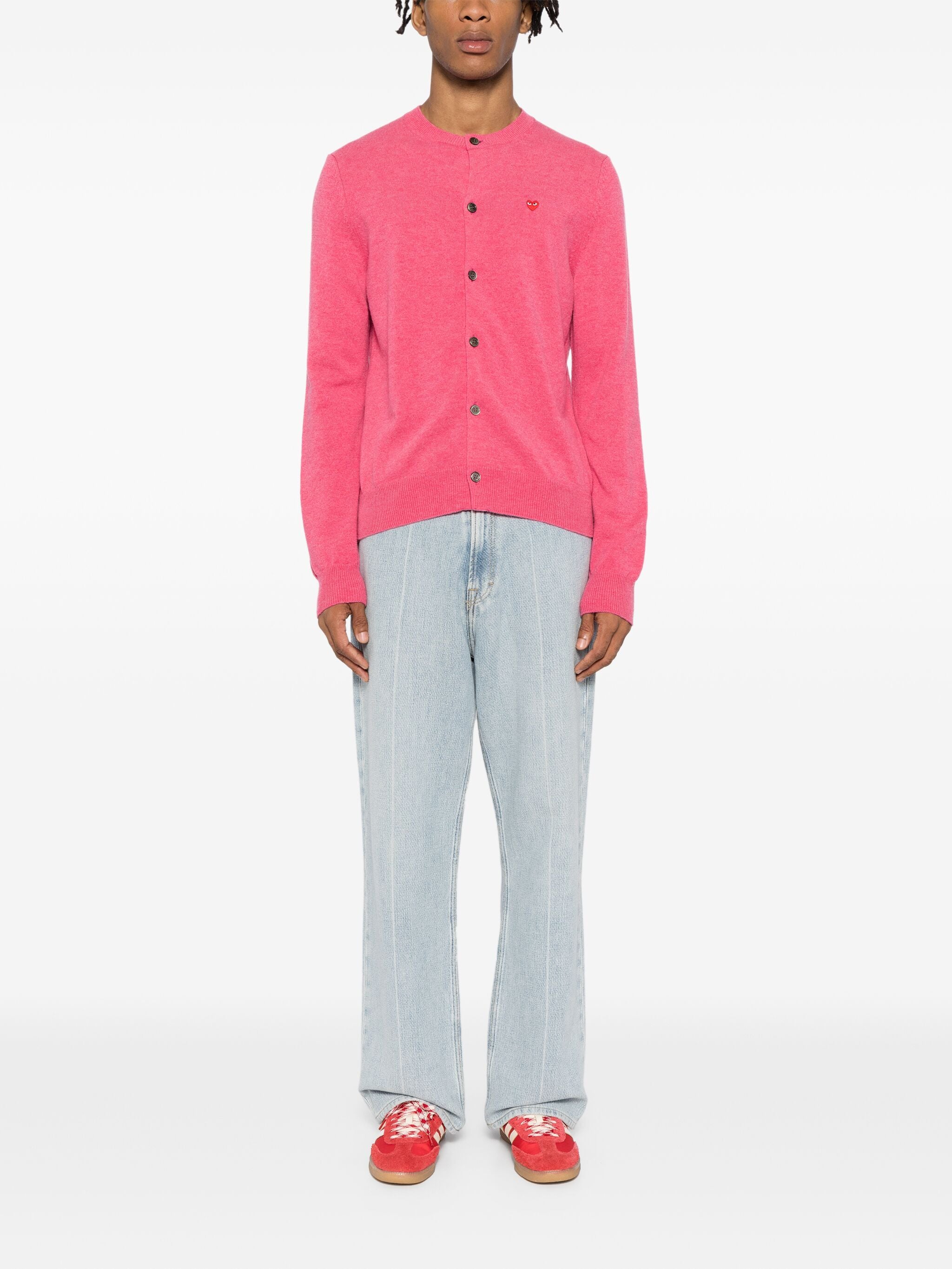 Unisex Cardigan Red Heart in Pink from Comme des Garçons Play