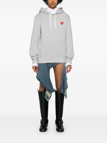 Unisex Hoodie Red Heart in Grey from Comme des Garçons Play