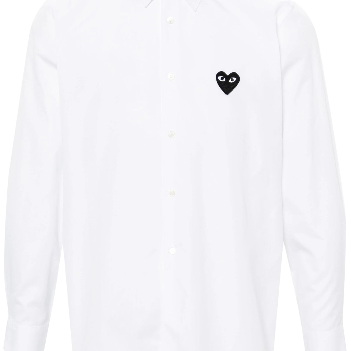 Comme des Garons Play  Unisex Long Sleeve Shirt Black Heart in White