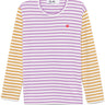 Unisex Long Sleeves Tee Bi-Colour Striped in Purple/Olive from Comme des Garçons Play