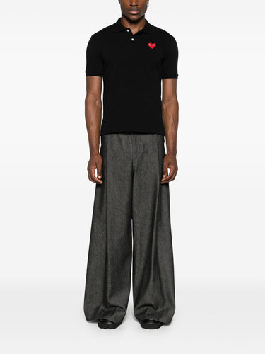 Unisex Polo Shirt Red Heart in Black from Comme des Garçons Play