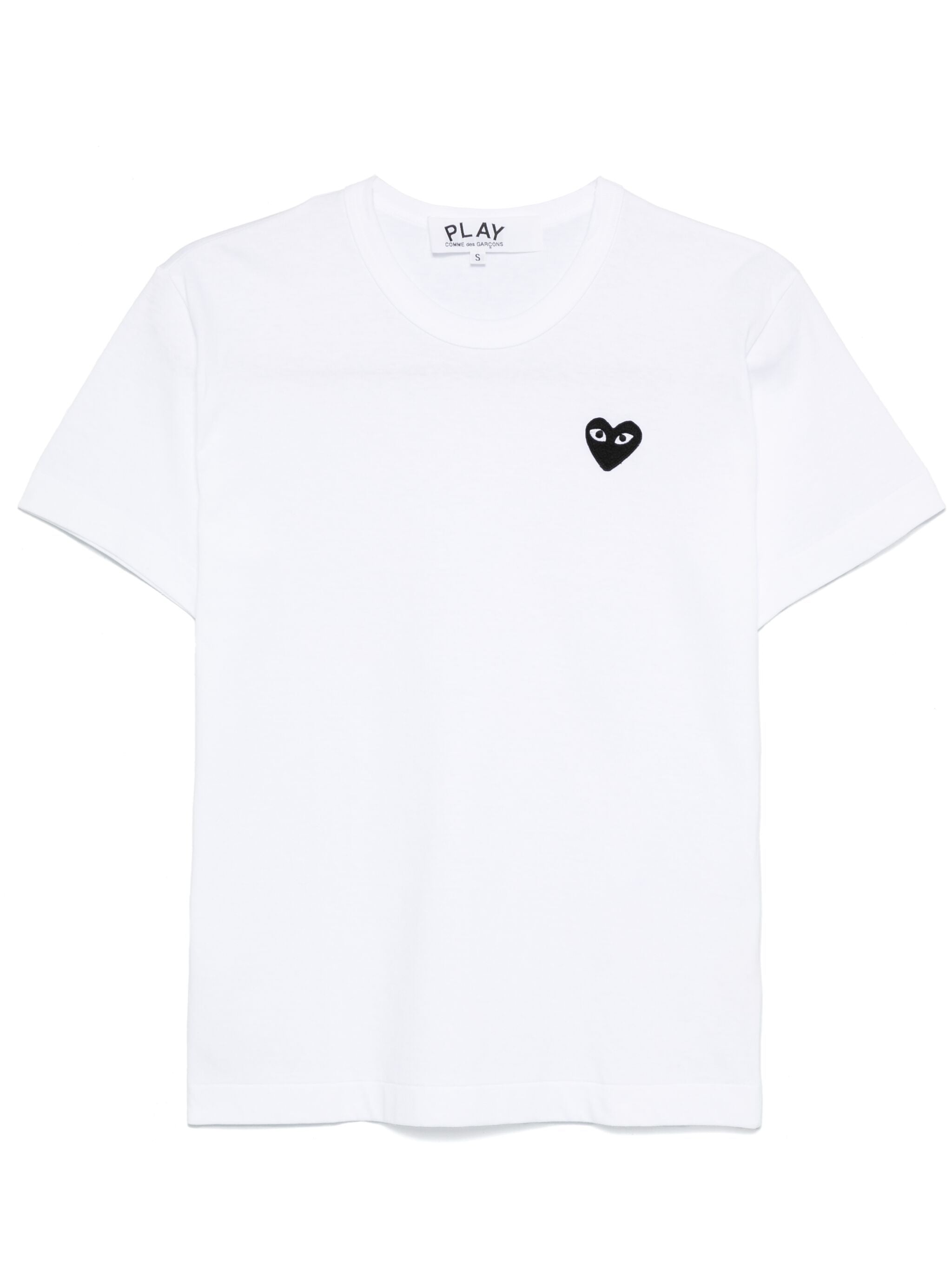 Unisex Short Sleeve T-Shirt Black Heart in White from Comme des Garçons Play