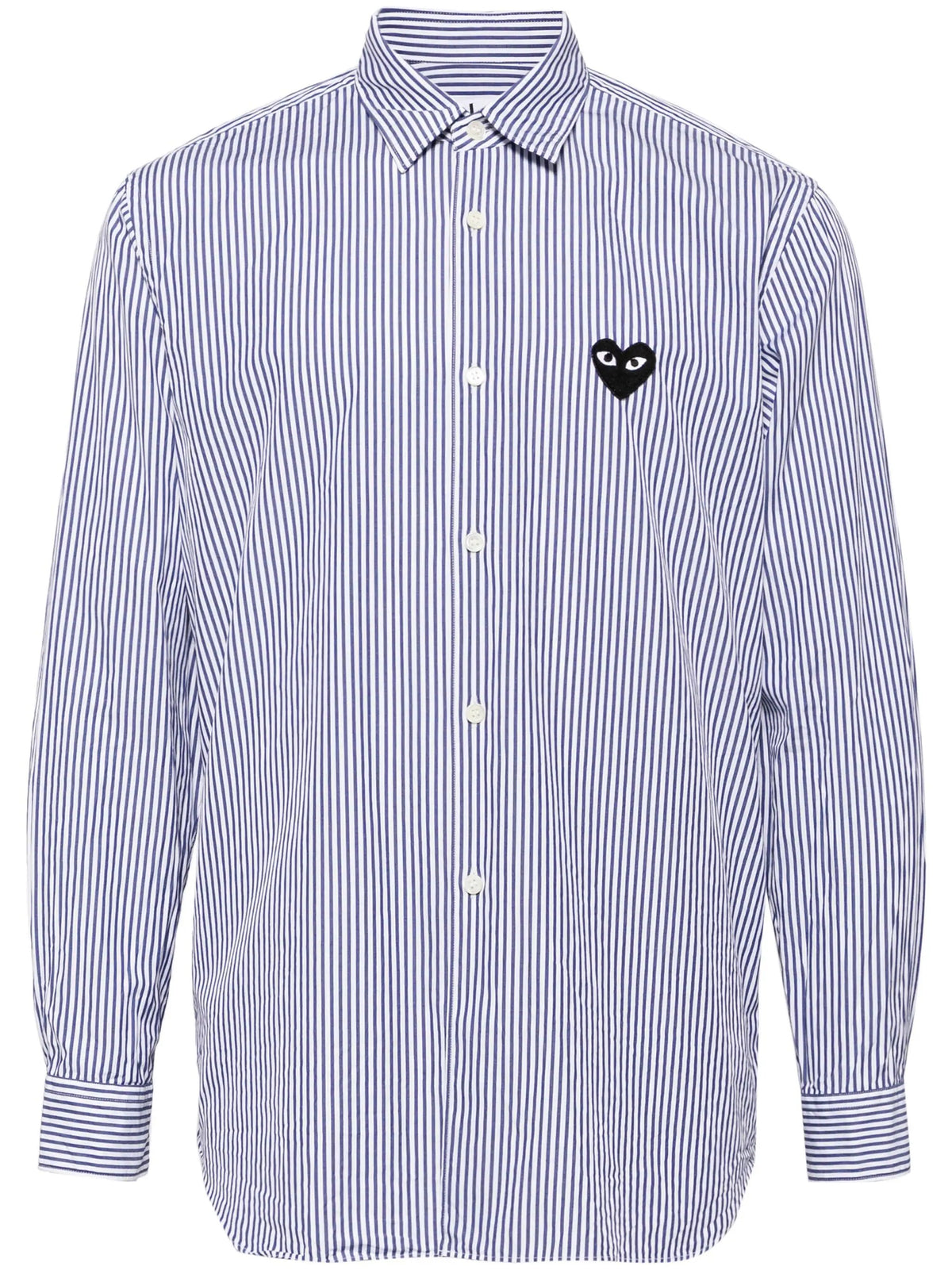 CDG Play - unisex striped shirt black heart in dark blue - 1