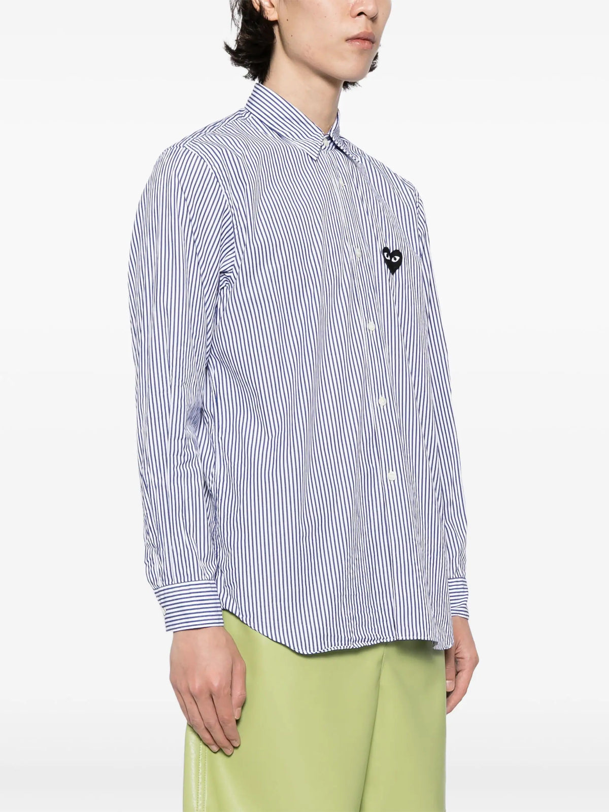 CDG Play - unisex striped shirt black heart in dark blue - 4