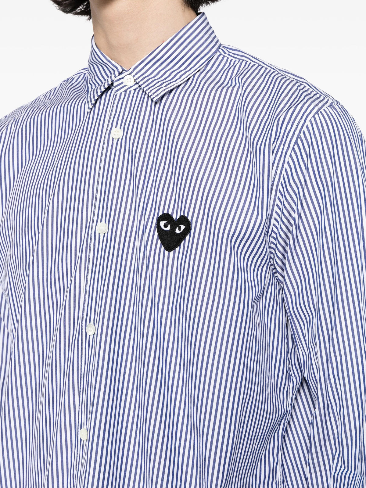 CDG Play - unisex striped shirt black heart in dark blue - 6