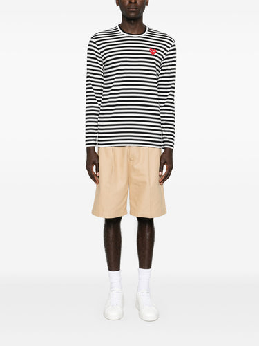 Unisex Striped Tee Red Heart in Black from Comme des Garçons Play