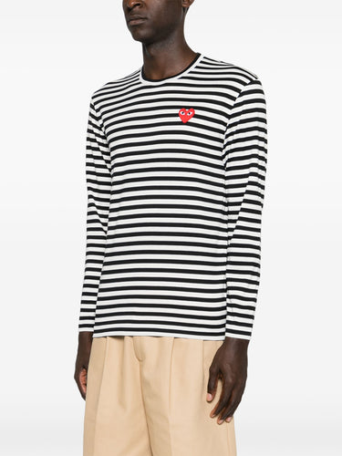 Unisex Striped Tee Red Heart in Black from Comme des Garçons Play