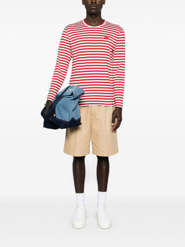 Unisex Striped Tee Red Heart in Red from Comme des Garçons Play