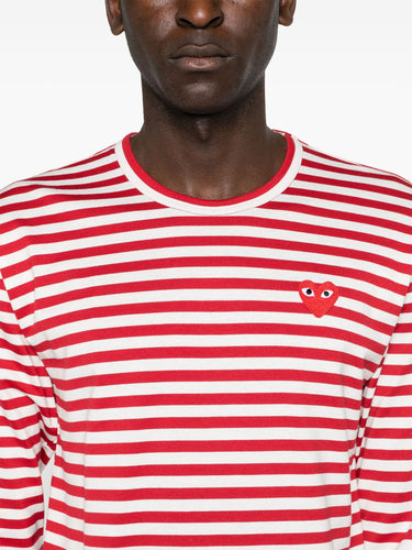Unisex Striped Tee Red Heart in Red from Comme des Garçons Play