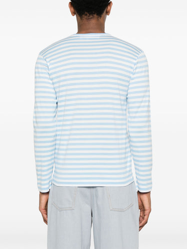 Unisex Striped Tee Red Heart in Sky Blue from Comme des Garçons Play