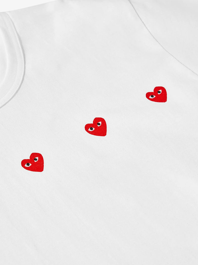 CDG Play - 3 heart short sleeve t-shirt in white - 2