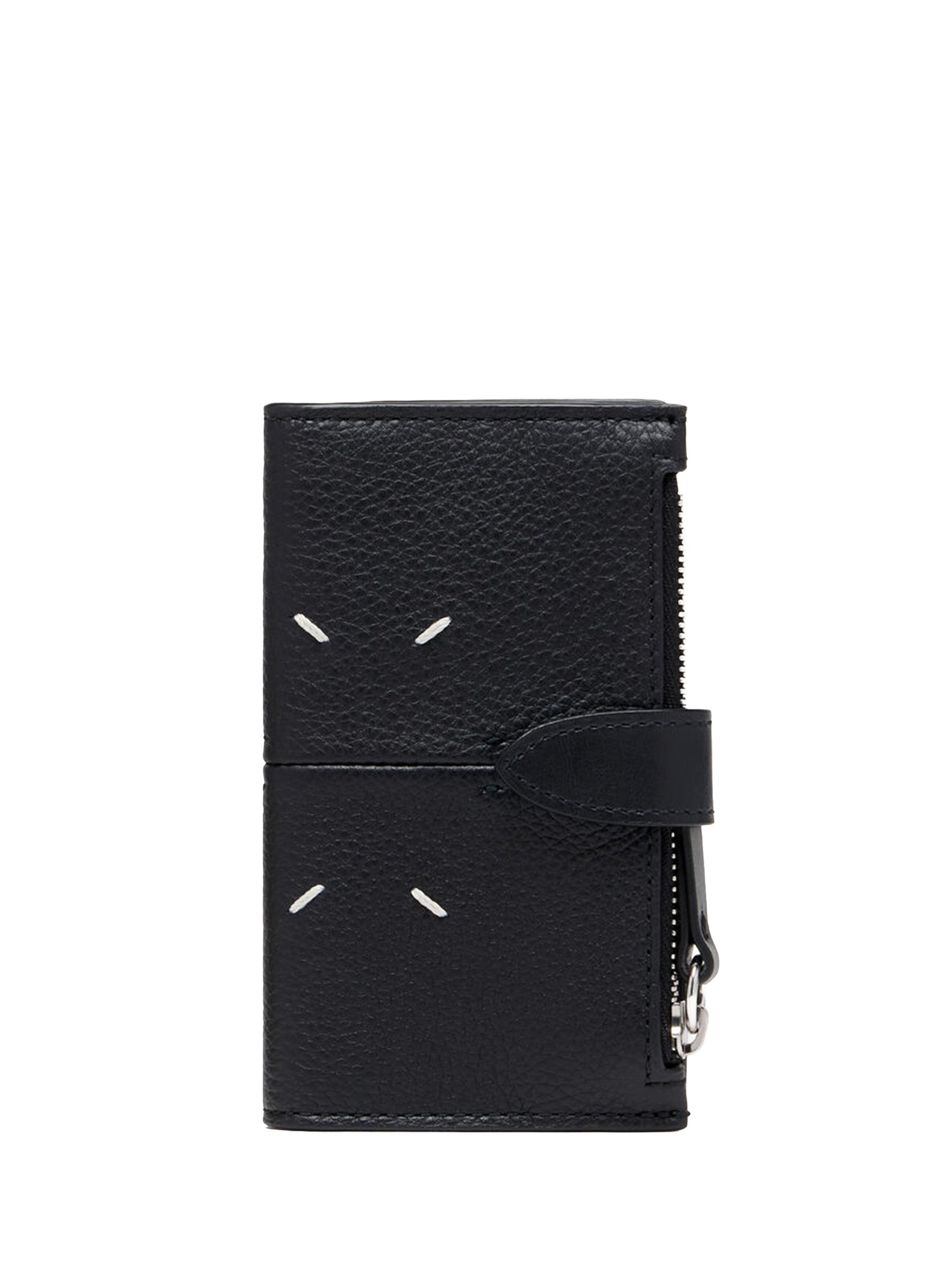 Maison Margiela Card Holder + Coin Purse With Zip in Black front view
