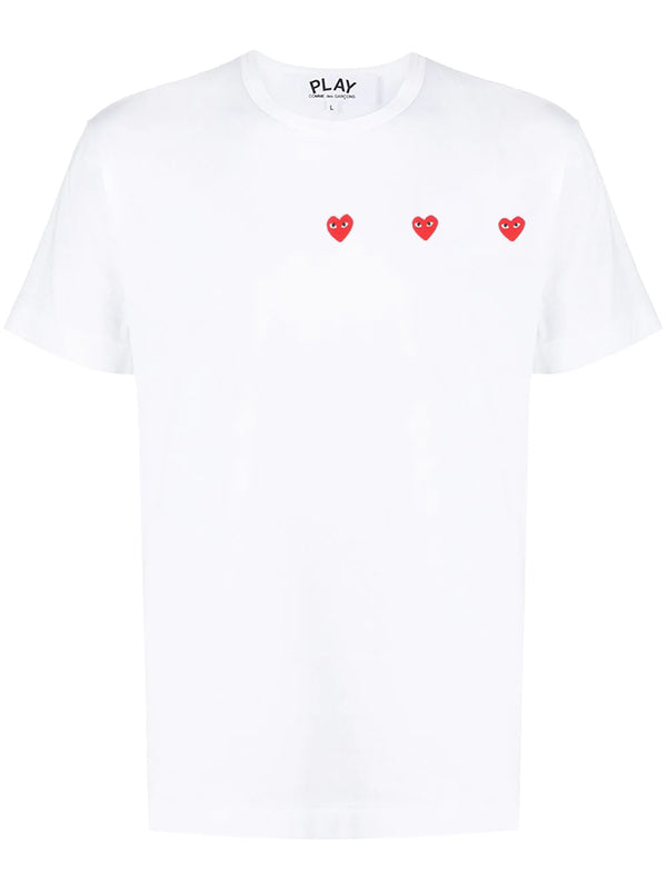 3 Heart Short Sleeve T-shirt - White