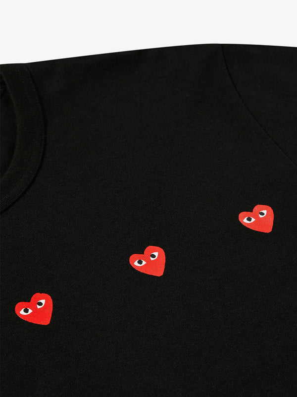 CDG Play - 3 heart short sleeve t-shirt in black - 2