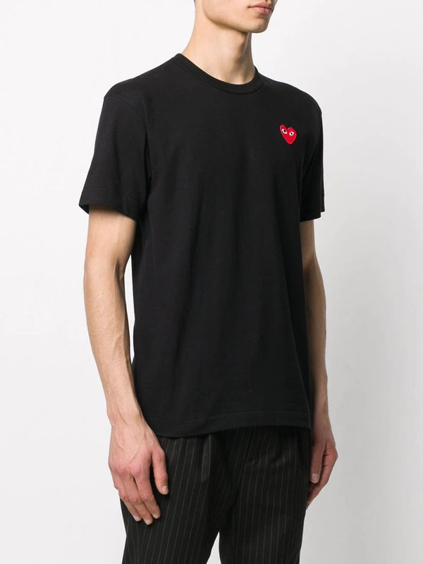 Unisex Short Sleeve T Shirt Red Heart - Black