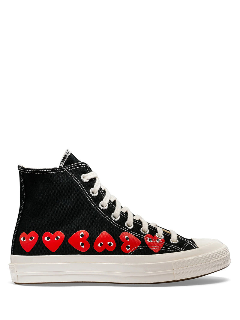 Comme des Garcons Play x Converse - high top Chuck Taylor sneakers in black with multi red heart - 1