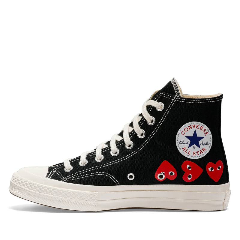 Comme des Garcons Play x Converse - high top Chuck Taylor sneakers in black with multi red heart - 2