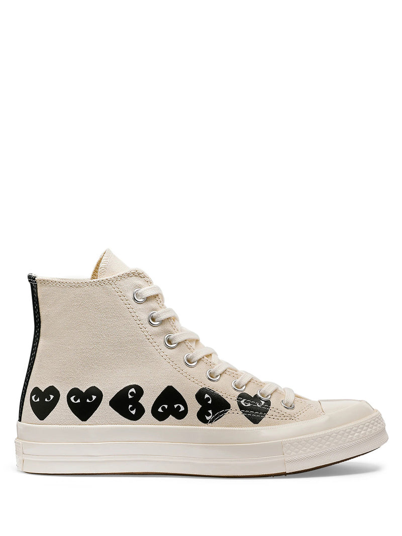 Comme des Garcons Play x Converse - high top Chuck Taylor sneakers in white with multi black heart - 1