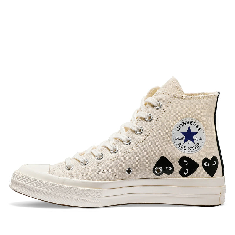 Comme des Garcons Play x Converse - high top Chuck Taylor sneakers in white with multi black heart - 2