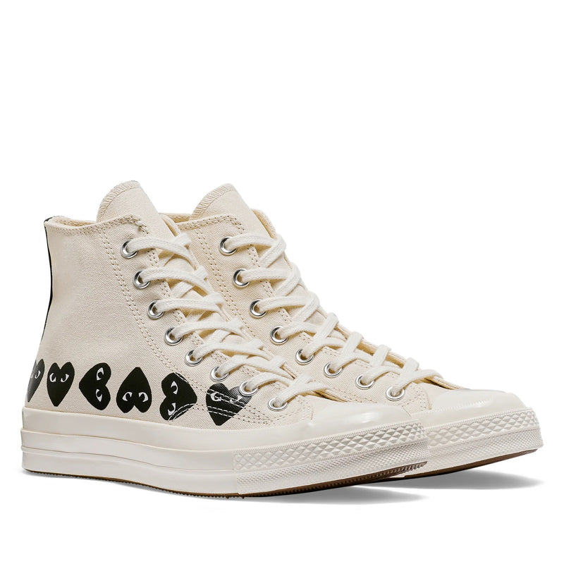 Comme des Garcons Play x Converse - high top Chuck Taylor sneakers in white with multi black heart - 3