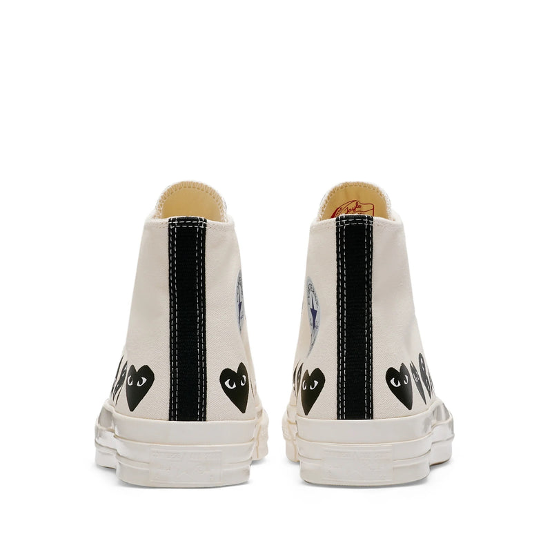 Comme des Garcons Play x Converse - high top Chuck Taylor sneakers in white with multi black heart - 4