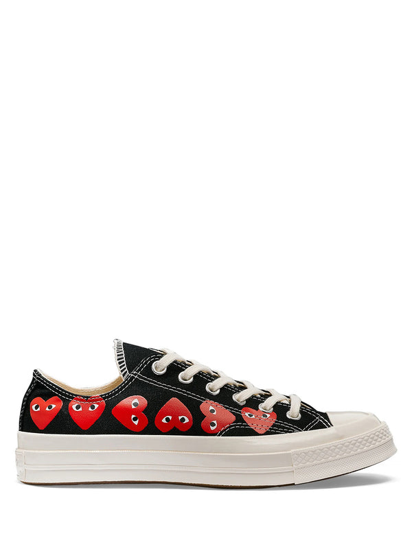 Comme des Garcons Play x Converse - low top Chuck Taylor sneakers in black with multi red hearts - 1