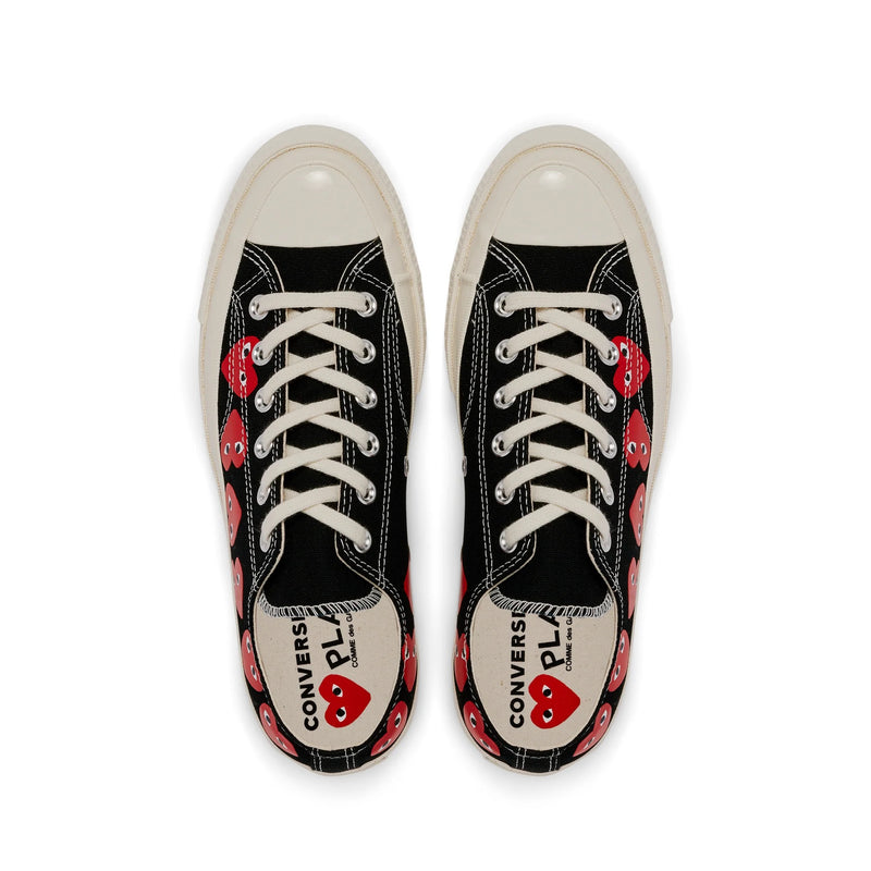 Comme des Garcons Play x Converse - low top Chuck Taylor sneakers in black with multi red hearts - 6