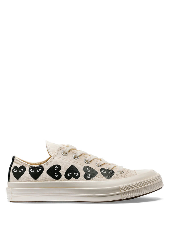 Comme des Garcons Play x Converse - low top Chuck Taylor sneakers in white with multi black hearts - 1