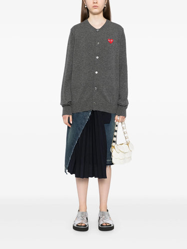 Round-Neck Cardigan Red Heart in Grey from Comme des Garçons Play