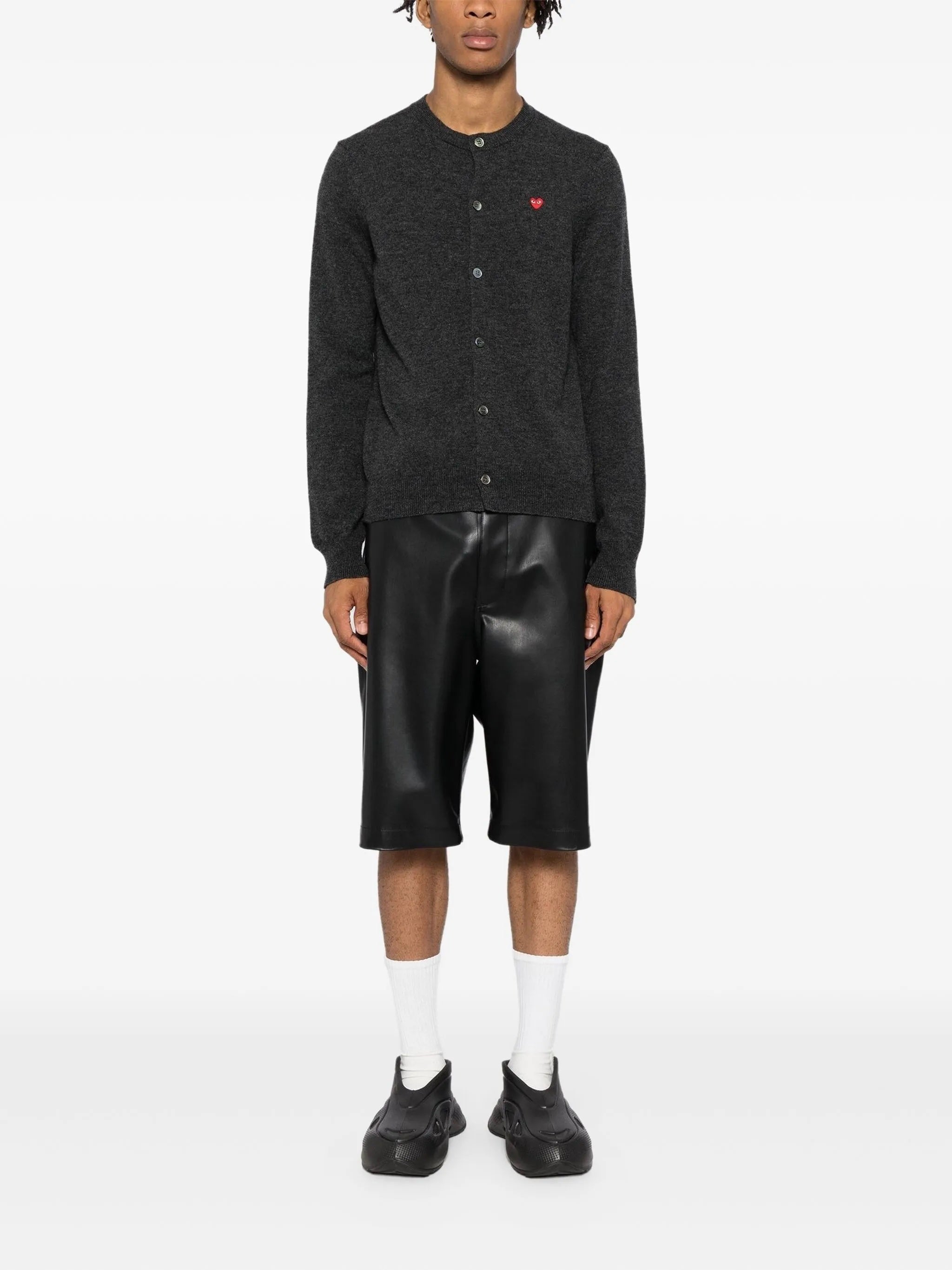 Unisex Cardigan Red Heart - Black-[-Comme des Garçons Play-2