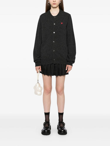 Unisex Cardigan Red Heart - Black-[-Comme des Garçons Play-3