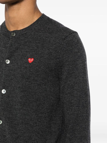 Unisex Cardigan Red Heart - Black-[-Comme des Garçons Play-4