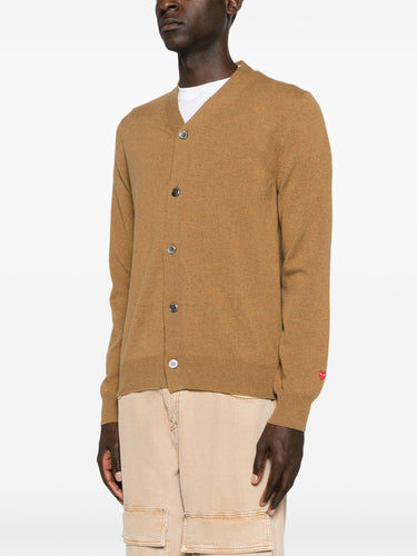 Unisex Knit Cardigan in Camel from Comme des Garçons Play